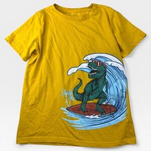 BCG Yellow Surfing Dinosaur T-Shirt Boys Size Medium (10-12)